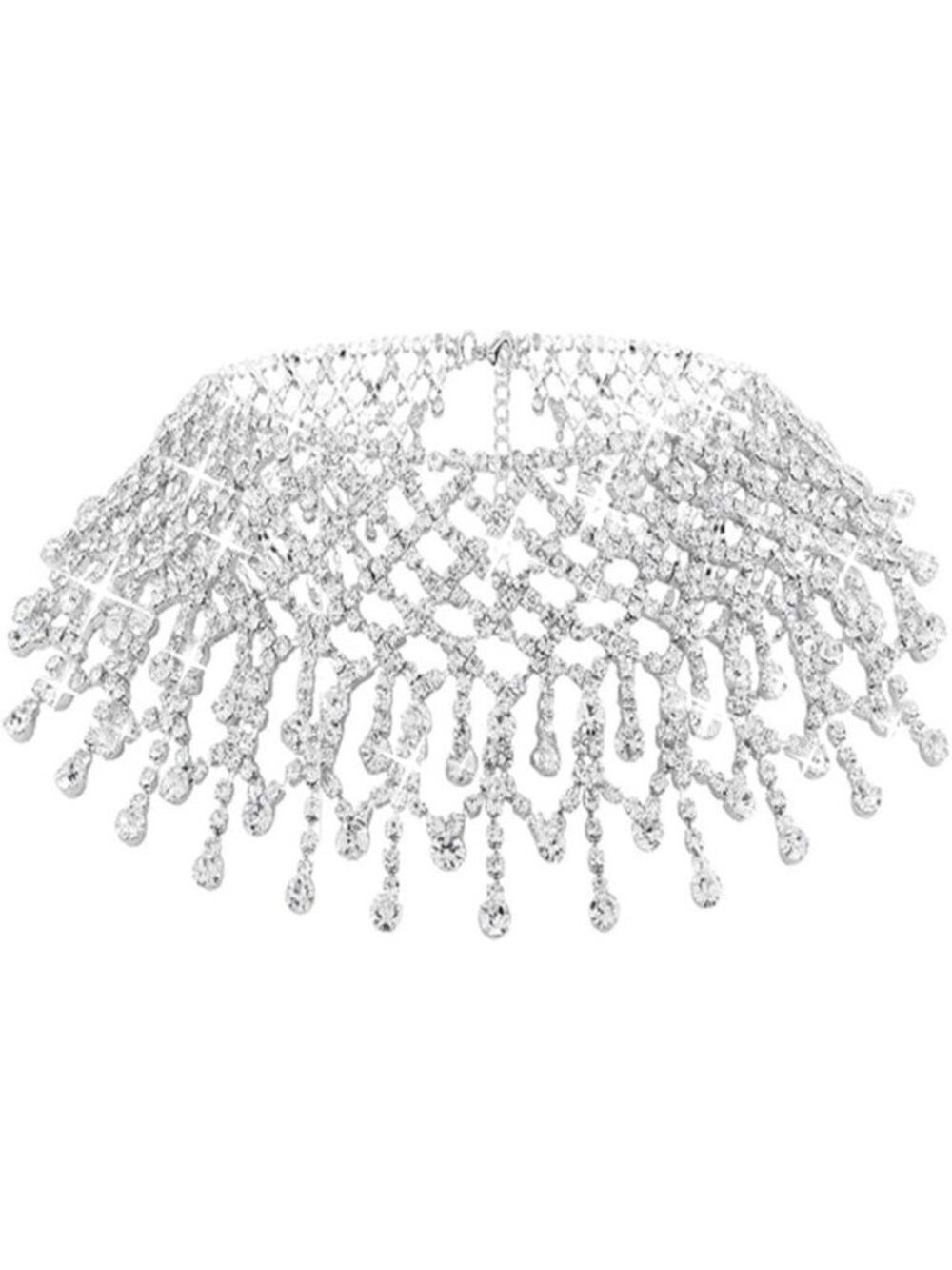 Sparkling Rhinestone Choker Necklace - Silver Diamond Jewelry for Women